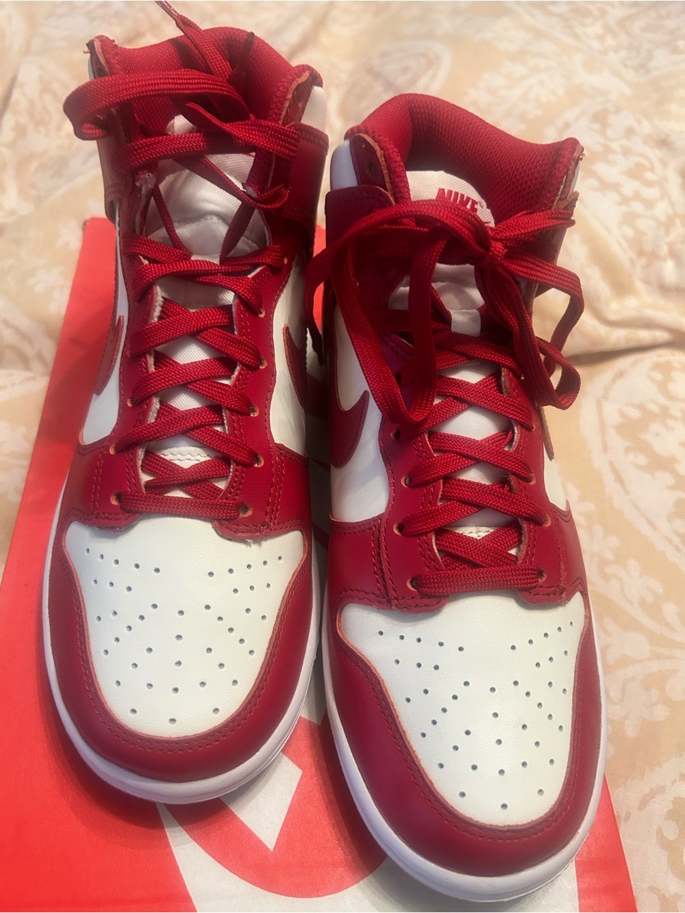 Nike Women’s Dunk High-Top Sneakers in Red and White - New